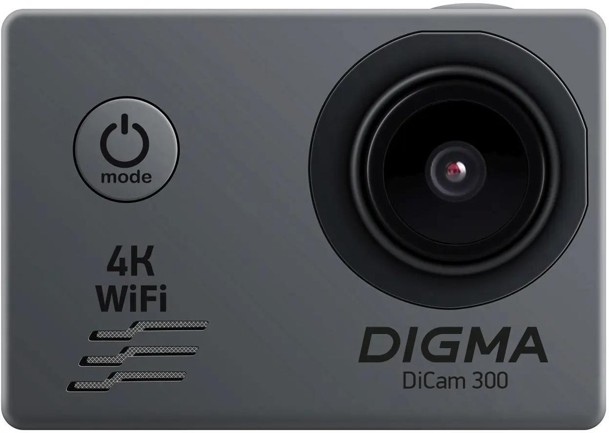 Экшн-камера DIGMA DiCam 300 4K,  WiFi,  серый [dc300]